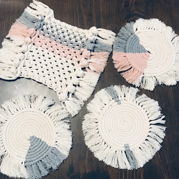 🌟HOST PICK🌟Soul Embellishments Handcrafted w/Love Macrame Coaster Mats Sets